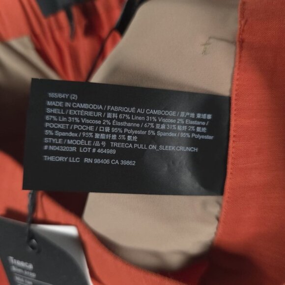 NWT THEORY LINEN Blend TRECCA Slim Crop PULL ON Pants St.N043203R Size 2 - Picture 11 of 13